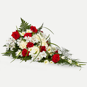 Classic Funeral Spray - Red and White