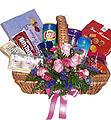 Gourmet Gift Basket with Flowers