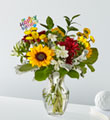 Prairie Sunrise Bouquet & Happy Birthday Topper